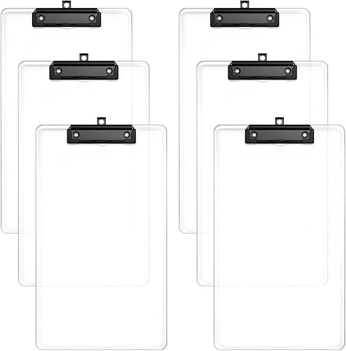 Zoenley Legal Size Clipboard Set of 6, Clear 8.5 x 14 Clip Board for Lawyer, Nurse, Business, with Low Profile Black Clip, Office & School Supplies