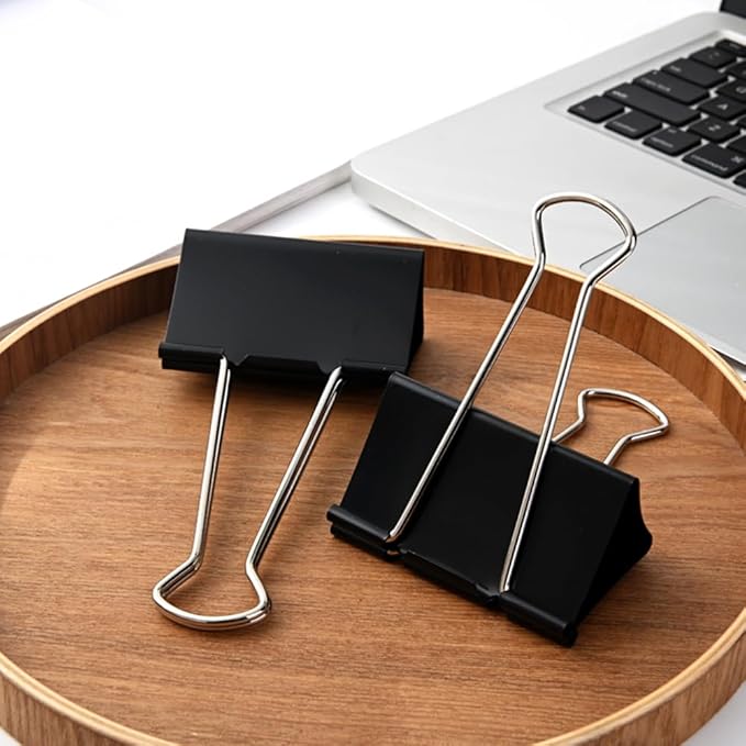 THREEBEGETSALL Extra Large Binder Clips 2.4 inch Super Big Binder Clips 6 Pack Big Metal Paper Clamps Black (2.4 Inch)