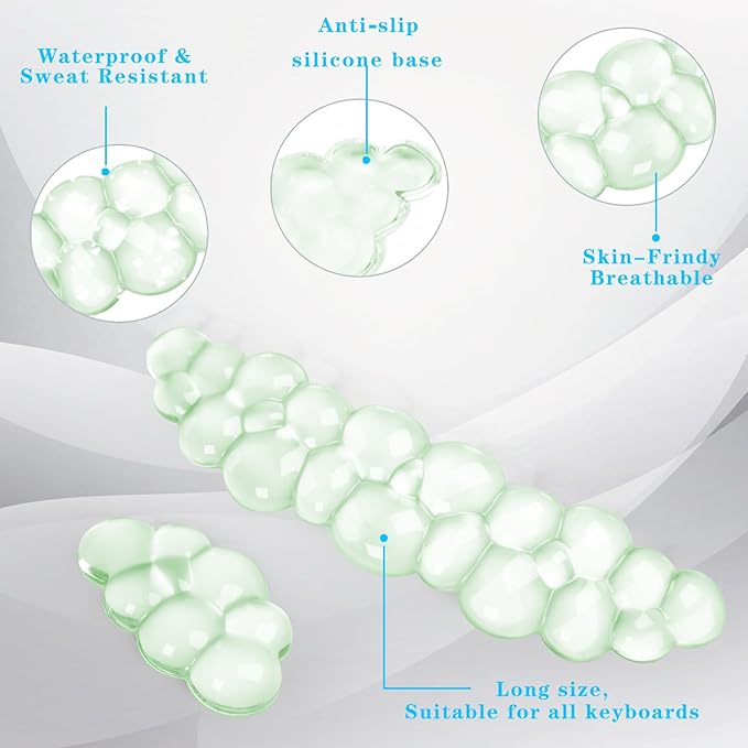 Gel Cloud Keyboard and Mouse Wrist Rest, Cute Wrist Support and Arm Support Keyboard Rest for Keyboard and Mouse Typing Pain Relief，Suitable for Office/Computer/Laptop/Gaming （Green）