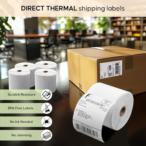 4 Rolls of SL450 4x6 Shipping Label (450 Pages per roll) Support Arkscan Label Printers, Compatible w/Zebra LP2844, Zp-450, Zp-500, Zp-505 and Other Brands, It's Designed for Direct Thermal, White.