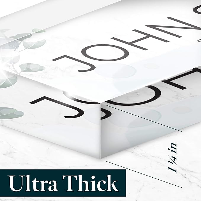 Desk Name Plate Personalized, Custom Name Plates 2½/x8 Inches, Thick Crystal-Clear Acrylic, Gift Box, Office Desk Decor. USA Made by ACRYLUXE (Flower)