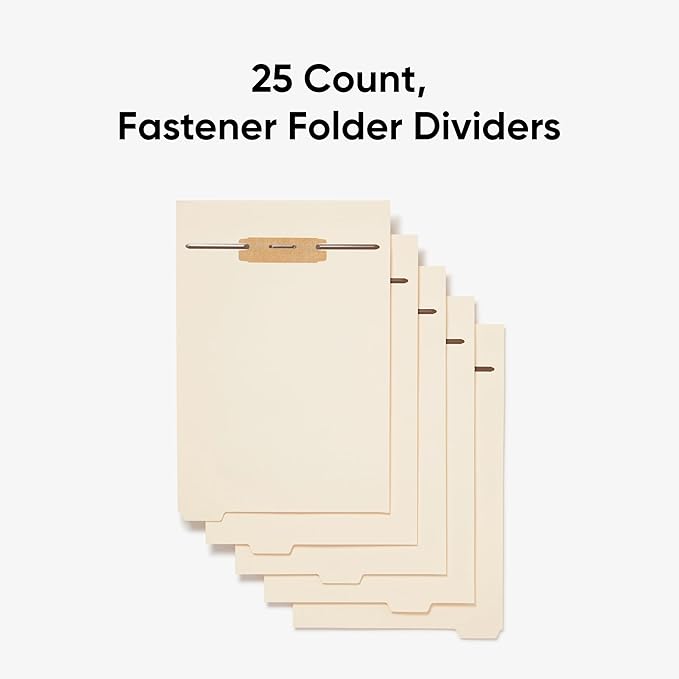Smead Stackable Folder Divider with Fastener, Bottom 1/5-Cut Tab, Letter Size, Manila, 25 per Box (35600)