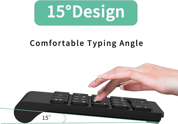 cimetech Wireless Number Pad, 2.4G Numeric Keypad Numpad with USB Receiver, 18 Keys Portable Mini Keyboard for Laptop Notebook, Desktop, Surface Pro, PC - Black
