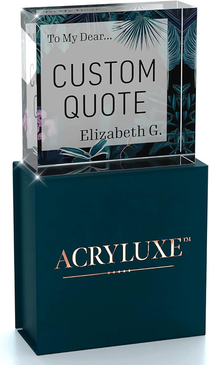 Custom Acrylic Sign Personalized, Custom Desk Name Plate, 18 Styles, (4"x4"), With Gift Box, USA Made by Acryluxe. (Bouquet)