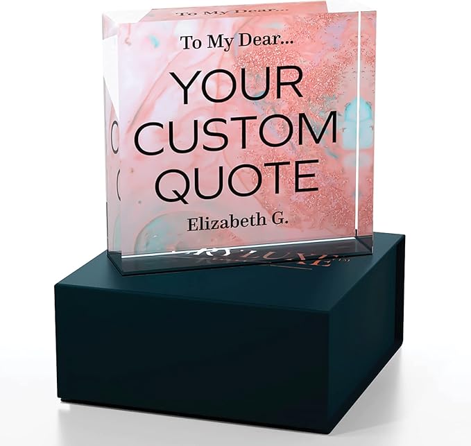 Personalized Gifts, Custom Quote Block Letter Board,Crystal-Clear Acrylic with Gift Box,17 Styles, Holiday and Christmas Gift for Mom, Dad, Girlfriend, Him or Her, Husband, Wife (4"x4, Stella)