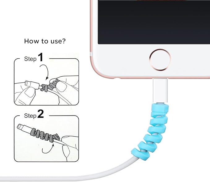 Jetec 36 Pcs Charger Cable Protector,Silicone Flexible Cable Saver,Spiral USB Mouse Wire Protector for Headphone Laptop Earphone Cell Phone Wrap Accessories (Black,Pink,Blue,Green)