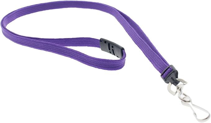 Specialist ID Bulk 25 Pack - Premium Flat Breakaway Lanyards for ID Badges & Badge Holders - 3/8" Wide Woven Safety Lanyard with Metal Swivel Hook for Teachers, Students, Cruise, Office (Purple)