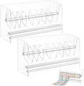 2 Pcs Label Roll Holders, Transparent Acrylic Tape Dispensers, Adjustable Desktop Sticker Roll Holders for Office and Home, Clear Sticker Roll Holders with Removable Divider Disks