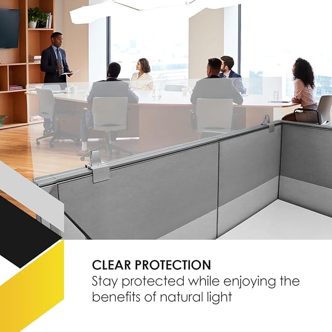 OBEX Acrylic Mounted Small Brackets Quality Desk Privacy Panel & Divider for Your Office Cubicle-Increase Separation & Improve Productivity, 18" x 36", Frosted