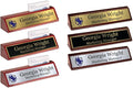 Custom Desk Wedge Name Plate - Personalized Titles and Styles (2x10 Inch, Red Piano Finish w/Name Plate)
