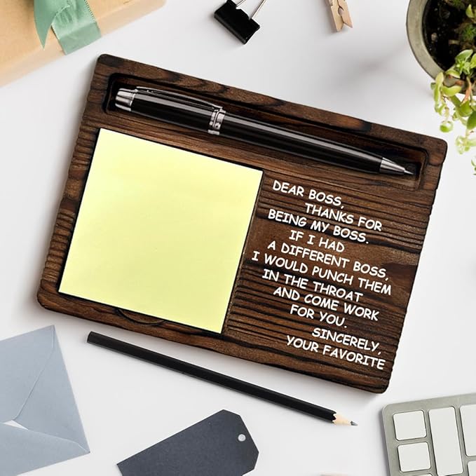 Funny Boss Gifts for Men, Humor Gifts for Bosses Boss's Day Retirement Going Away Birthday, Best Boss Sticky Note Holder for Bosses Office Decor