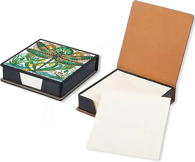 Dragonfly Diamond Painting Kit Note Box,Memo Paper Storage Box Diamond Art,Sticky Note Holder Diamond Art,Diamond Painting Memo Pad For Office Desk. (Dragonfly)