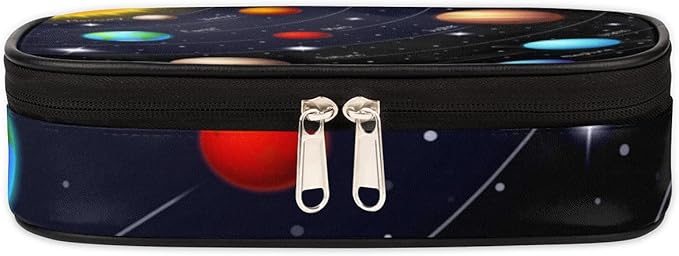 Pardick Solar System Planet Big Capacity Pencil Pen Case Universe Galaxy Large Pencil Pouch with Zipper Compartments Pencil Bag for Boys Girls Adults Student Office School Supplies