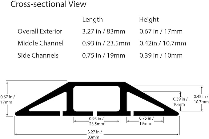 AGPTEK Heavy Duty Floor Cable Cover Cable Protector, 6.5 Ft Floor Cord Protector 3 Channels Floor Cord Cover (Mid Channel 0.93") Contains Cords, Cables and Wires, Good for Office, Home, or Outdoor