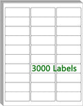100 Sheets 30 UP 1" x2-5/8 Shipping Labels 3000 Pcs FBA Label Stickers for Laser/Inkjet Printers, White Blank Sticker Name Tags, 30 per Page