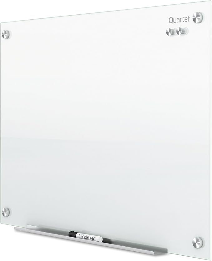 Quartet Glass Whiteboard, Non-Magnetic Dry Erase White Board, 24" x 18", Infinity Frameless Mounting, Includes Dry Erase Marker, Frosted White (G2418F)