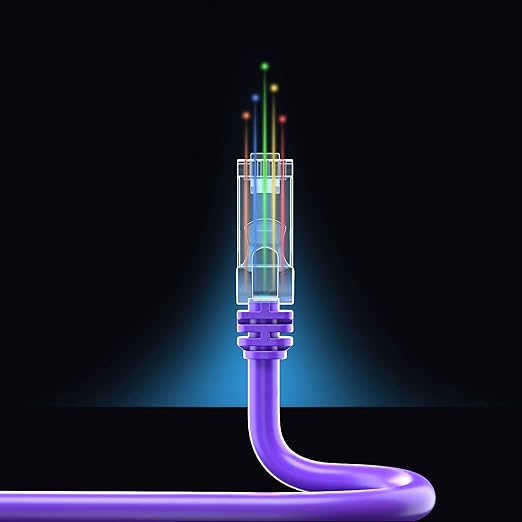 Maximm Cat 6 Ethernet Cable 4 ft (20-Pack) - High-Speed LAN Cable, Internet Cable, Patch Cable, and Network Cable - UTP, 10Gbps, 550MHz Ethernet Cord - Purple