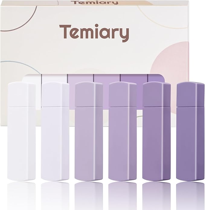 Temiary 6Pcs Mini White Correction Tapes , Quick Dry Smooth Pull Out for Writing, Aesthetic Cute Correction Tape Set Easy To Use for Students School Office Supplies (Purple)