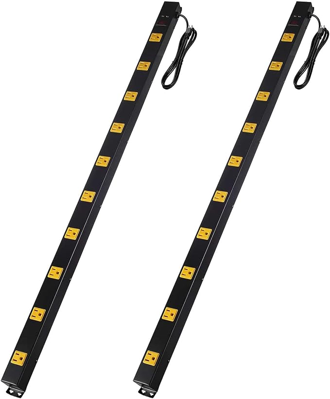 10-Outlet Heavy Duty Power Strip Surge Protector Metal Long Extension Cord 6-Foot, SGS Certified,Black(1000J)…