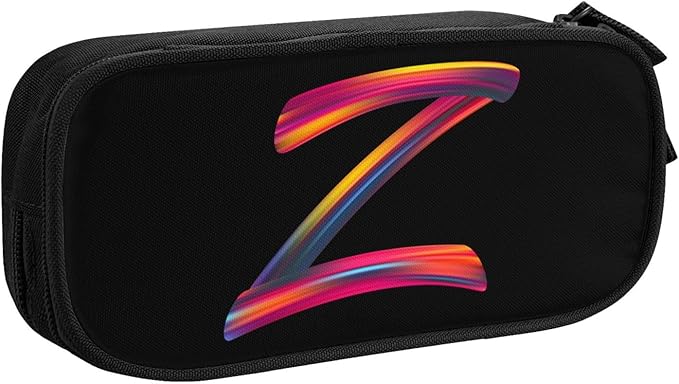 Cute Initial Pencil Case for Kids Students, Large Capacity Pencil Pouch for Boys Girls, Letter Design Pencil Box Pen Bag Office Stationery Organizer, Rainbow Letter Z