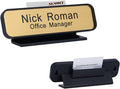 Personalized Architectural Name Plates, Office Nameplates with Wall or Desk Plastic Frame Holder, Customize Office Deskbar Nameplate or Door Signs (2"x10")
