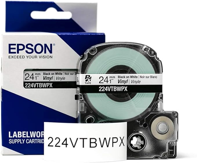 LABELWORKS Epson LW-PX900 Industrial Label Maker and Black on White Vinyl Tape Bundle