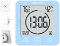 Baldr Shower Clock Waterproof Bathroom Clock with Timer/Temperature/Humidity, Digital Timers for Kids and Adults, Bath Kitchen Study, Blue