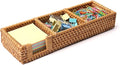 3 x 3 Inch Sticky Note Holder,Rattan Post It Note Dispenser,3 Slot Sticky Note Dispenser,Wicker Post It Holder for Home Office Desk Decor,Honey Brown