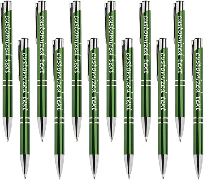 Yucold Customized ballpoint pens in bulk, personalized ballpoint pens with free engraving, for use in companies, enterprises, graduation anniversaries (Green,13)