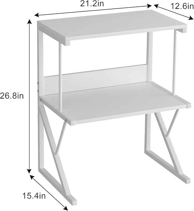 aboxoo Printer Stand for Desk, Desktop Printer Shelf Large 3-Tier Multi-Purpose Office Organization Shelves for Home Office, White