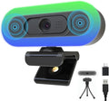 Hrayzan 2K USB C Camera Autofocus PC Webcam with Dual Microphones/Ring Light/Fill RGB Light/Cover, 65°FOV, Plug and Play Web-Cam Streaming Web Camera for Desktop Computer Laptop Mac Zoom