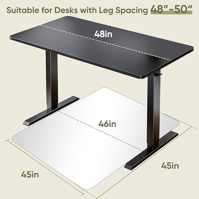 Furnbar Office Chair Mat for Carpet & Hardwood, Upgraded 45" x 45" Tempered Glass Chair Mat for Office Home, with 4 Anti-Slip Pads