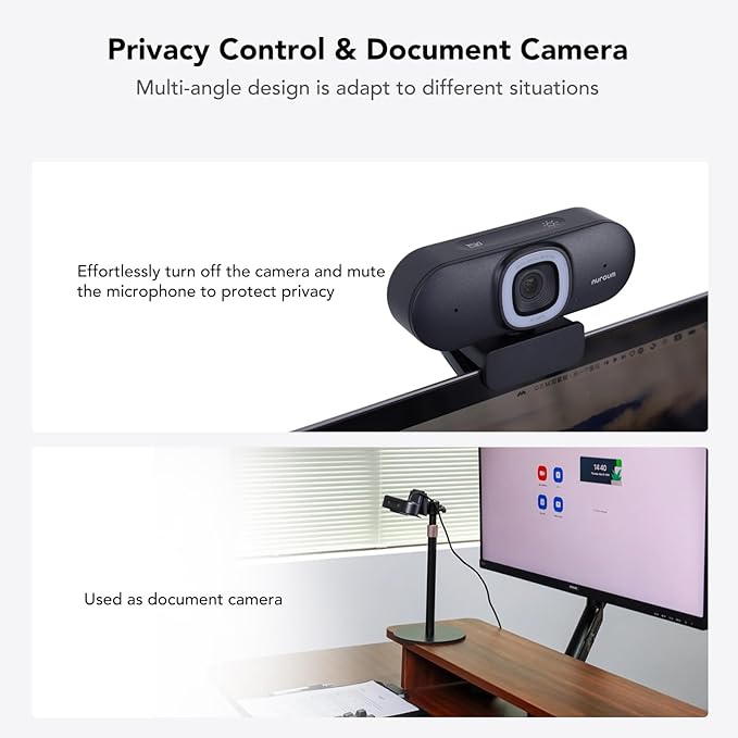 NUROUM 4K Webcam with Light for PC, Adjustable FOV, Premium CMOS Autofocus AI Auto-Framing, Noise Canceling Mics, Web Camera for PC/Laptop/Mac, for Streaming/Video Calling w/OBS/Twitch/Zoom/Teams