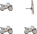Dirt Bike Push Pins - Silver Dirt Bike Map Pins for Cork Boards, Maps, or Lapel Use - Designed in USA - Set of 4
