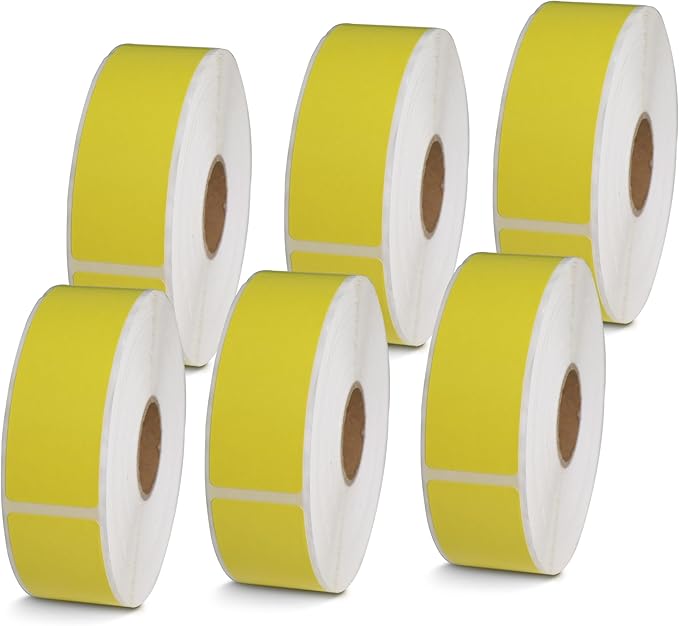 BETCKEY - 1" x 3" Barcode & Address Labels Compatible with Zebra & Rollo Label Printer,Premium Adhesive & Perforated[Yellow, 6 Rolls, 3120 Labels]