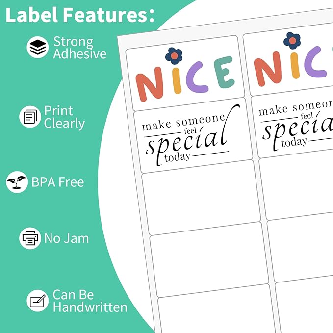 InpourPack 1000 Sheets 10 up Labels, 2" x 4" Shipping Paper for Laser/Inkjet Printer, Mailing Blank Labels, Self Adhesive Customized Stickers