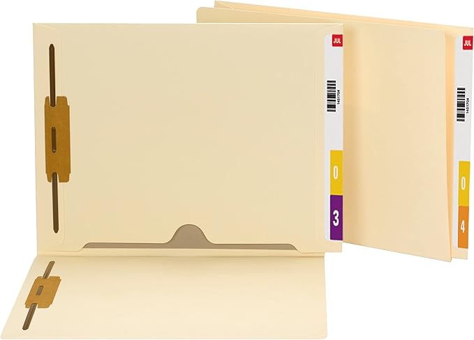 Smead End Tab Fastener File Folder with Full Pocket, 2 Fasteners, Reinforced Straight-Cut Extended Tab, Letter Size, Manila, 50 per Box (34101)