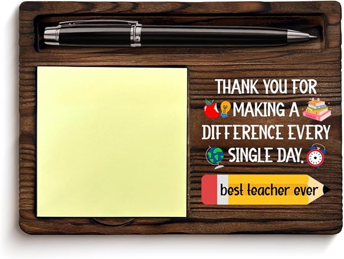 Best Teacher Appreciation Gifts, Thank You Gifts for Teachers Retirement Birthday Christmas End of Year, Best Teacher Ever Gift Sticky Note Holder