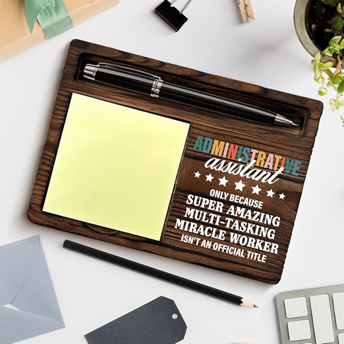 Administrative Assistant Gifts for Women Men, Thank You Gift for Admin Assistants Secretary Miracle Worker, Administrative Assistant Sticky Note Holder for Office Desk Decor