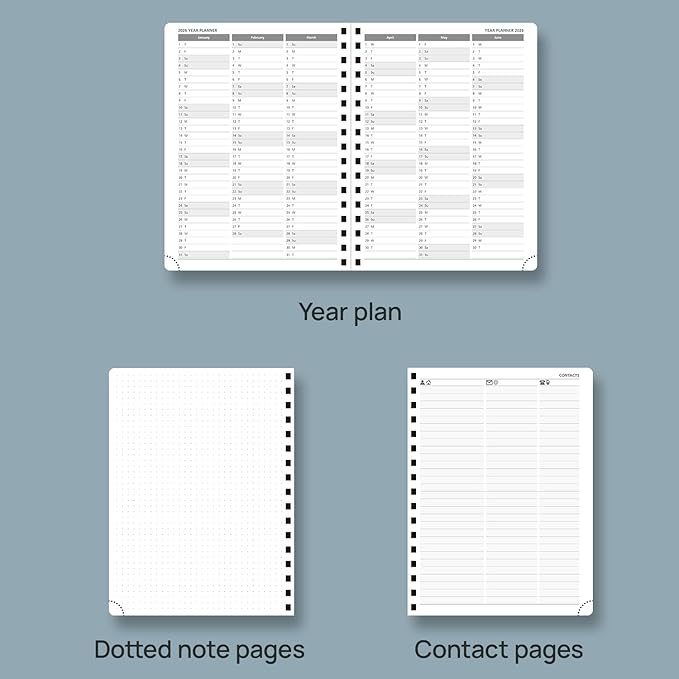 POPRUN 2026 Weekly and Monthly Planner Calendar, January 2026 - December 2026,Medium-6.75" x 8.75" Spiral Bound Appointment Book, Includes Monthly Tabs, Inner Pocket,Soft Cover - Pacific Green