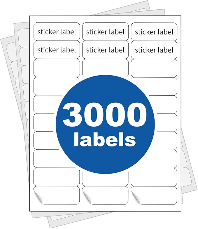 [100 Sheets] PAPRMA 1” X 2-5/8” Printable Address Label 30-up Mailing Labels for Envelope, Laser Inkjet Printer Label Sticker Sheet, 3000 Labels Blank White