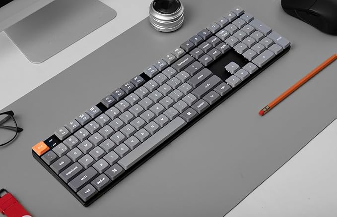 Keychron K5 Max Ultra-Slim Wireless Custom Mechanical Keyboard, QMK/VIA Programmable 3-Mode Bluetooth/2.4 GHz/Wired with RGB Backlight Low Profile Gateron Brown Switch, PBT Keycaps for Mac Win Linux