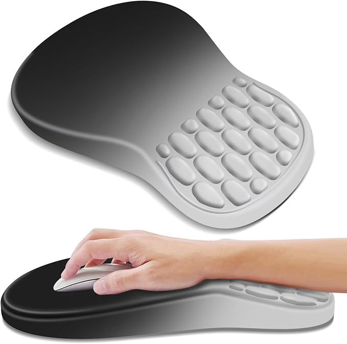 YIWEI Ergonomic Mouse Pad with Wrist Rest - Comfortable Office Mousepad with Memory Foam Wrist Support for Carpal Tunnel Relief, Mouse Pads with Non-Slip Base for Gaming and Home (Gradient Black)