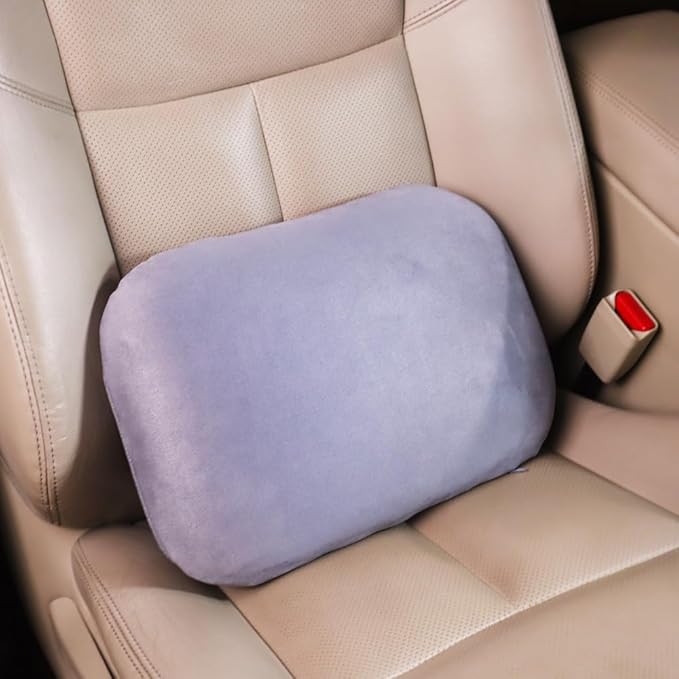 Lumbar Support Pillow for Car Seat Cushion Office Chair Thin Lower Back Pain Waist Support Driver Road Trip Accessories for Women Men Grey