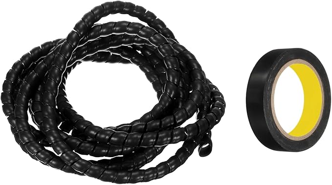 MECCANIXITY Spiral Cable Wrap 9.8ft/3.0M 10mm Cable Management Sleeve PP Insulation Cord Organizer for Computer Wire Power Cable Gas Pipe Black with Tape