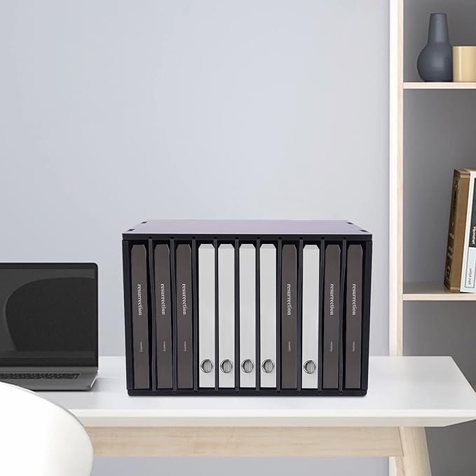 Vertical Desktop Sorter 11 Slots, Mail Organizer Vertical File Organizer, PVC Paper Sorter Organizer with 11 Adjustable Compartments, Construction Paper Storage Mailbox for Home Office (Black)