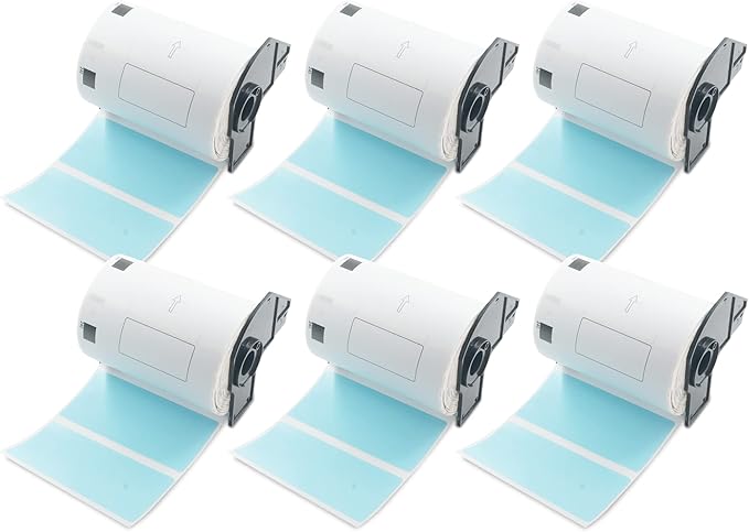 BETCKEY - Large Multi-Purpose Labels Replacement for Brother DK-1240 (4 in x 2 in), Compatible with Brother QL Label Printers [6 Rolls/3600 Labels, Light Blue]