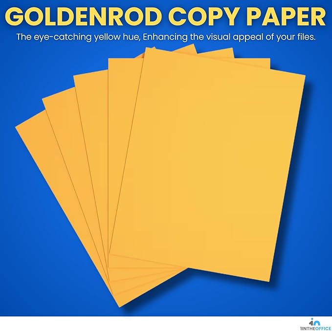 1InTheOffice Colored Copy Paper 8.5x11, Yellow Colored Copy Paper, Printer Paper, 20lb Density, Letter Size, 500 Sheets