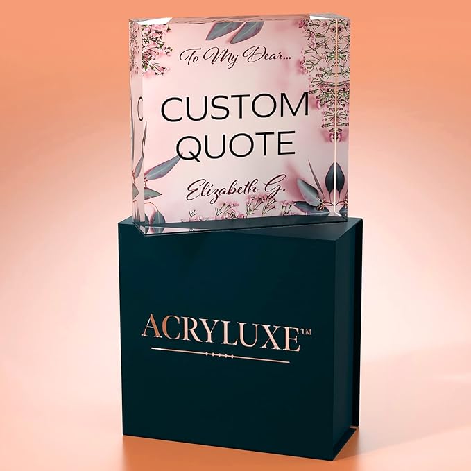 Custom Acrylic Sign Personalized, Custom Desk Name Plate, 18 Styles, (4"x4"), With Gift Box, USA Made by Acryluxe. (Glowing)