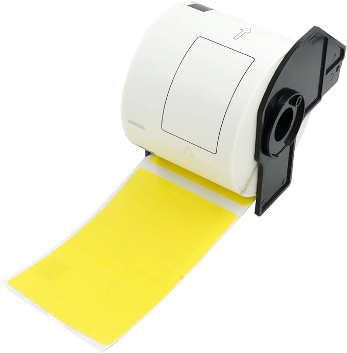BETCKEY - Shipping/Name Badge Labels Replacement for Brother DK-1202 (2.4 in x 3.9 in), Compatible with Brother QL Label Printers [1 Rolls/300 Labels, Yellow]